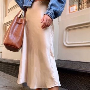 Silk midi skirt